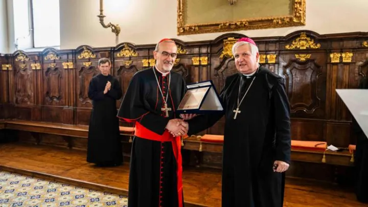 A Montecassino il cardinale Pizzaballa riceve il premio Pacis Nuntius 2026: 
